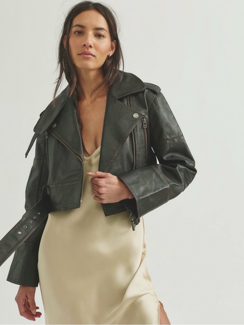 NWT Free People We The Free Kiko Cropped Moto Leather Jacket 108456492 Black S